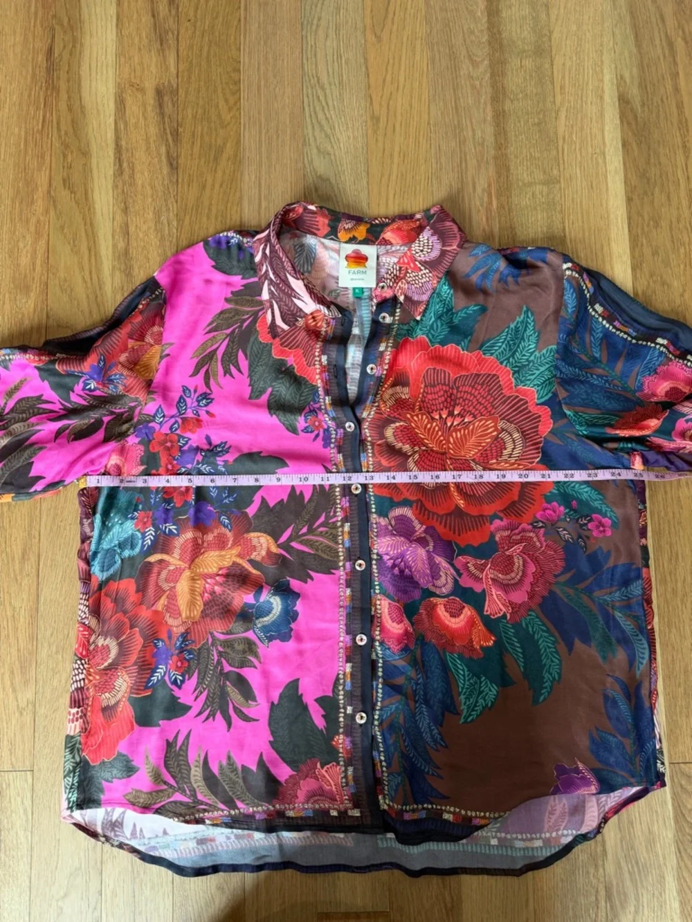 Farm Rio Colorful Printed Button Down & Cropped Pants Set – Women’s XL - Picture 11 of 15